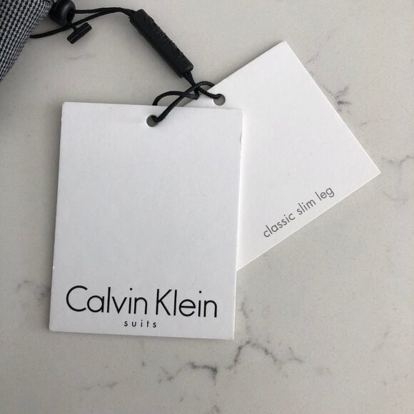Calvin Klein bcr Classic Slim Leg Glen Check Trouser Pants Grey Black Sz 6 NWT - Picture 10 of 14